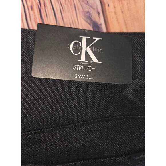 Calvin Klein Mens Black Stretch Slim Fit Pants Size 36x30 NWT Cotton Blend - Picture 4 of 10
